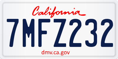 CA license plate 7MFZ232