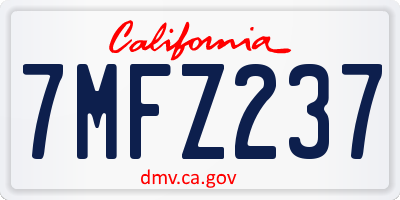 CA license plate 7MFZ237
