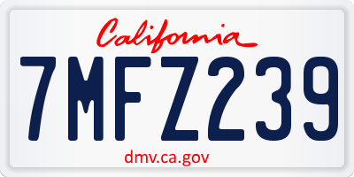 CA license plate 7MFZ239