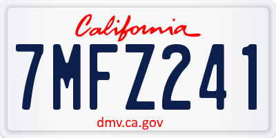 CA license plate 7MFZ241