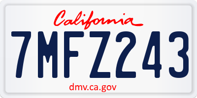 CA license plate 7MFZ243