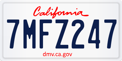 CA license plate 7MFZ247