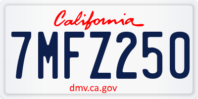 CA license plate 7MFZ250