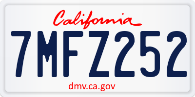 CA license plate 7MFZ252