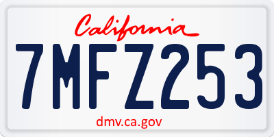 CA license plate 7MFZ253