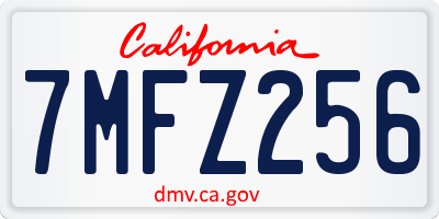 CA license plate 7MFZ256