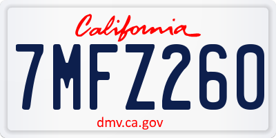 CA license plate 7MFZ260