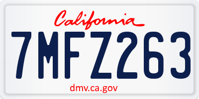 CA license plate 7MFZ263