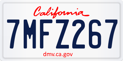 CA license plate 7MFZ267