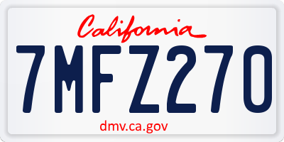 CA license plate 7MFZ270
