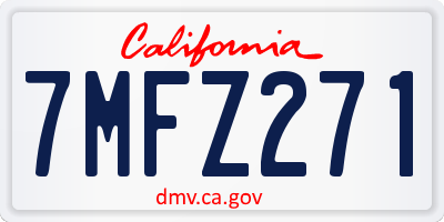 CA license plate 7MFZ271