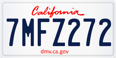 CA license plate 7MFZ272