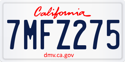 CA license plate 7MFZ275