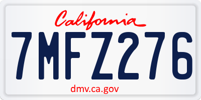 CA license plate 7MFZ276