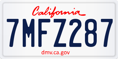 CA license plate 7MFZ287