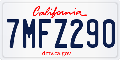 CA license plate 7MFZ290