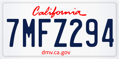 CA license plate 7MFZ294