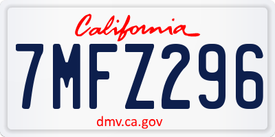 CA license plate 7MFZ296