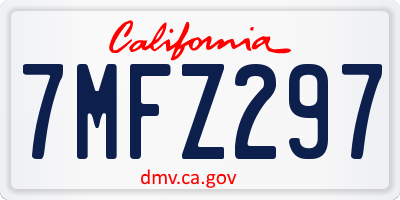 CA license plate 7MFZ297
