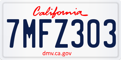 CA license plate 7MFZ303