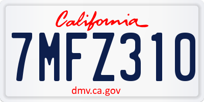 CA license plate 7MFZ310