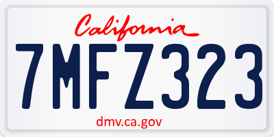 CA license plate 7MFZ323