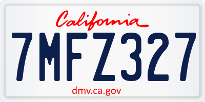 CA license plate 7MFZ327