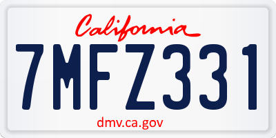 CA license plate 7MFZ331