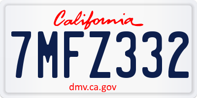 CA license plate 7MFZ332