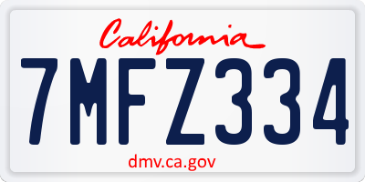 CA license plate 7MFZ334