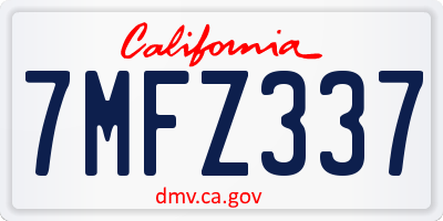 CA license plate 7MFZ337