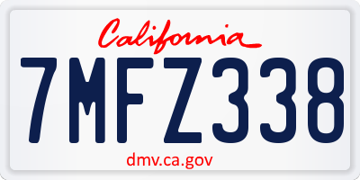 CA license plate 7MFZ338