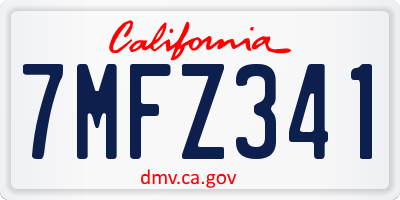 CA license plate 7MFZ341