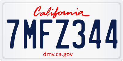 CA license plate 7MFZ344