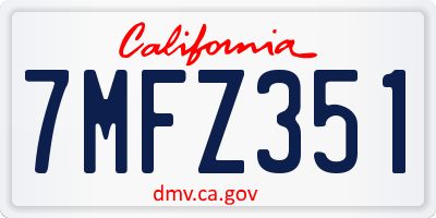 CA license plate 7MFZ351