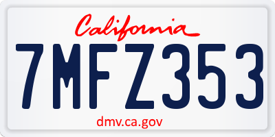 CA license plate 7MFZ353