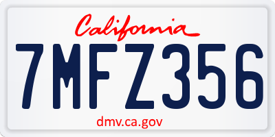CA license plate 7MFZ356