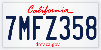 CA license plate 7MFZ358