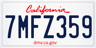 CA license plate 7MFZ359