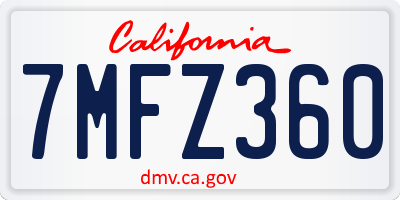 CA license plate 7MFZ360
