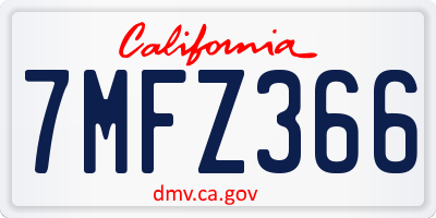 CA license plate 7MFZ366