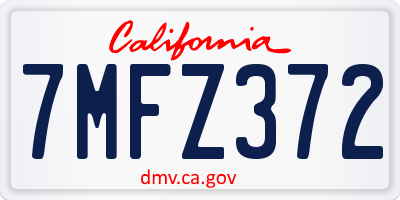 CA license plate 7MFZ372