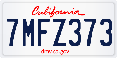 CA license plate 7MFZ373
