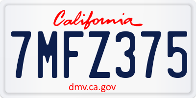 CA license plate 7MFZ375