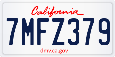 CA license plate 7MFZ379