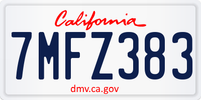 CA license plate 7MFZ383