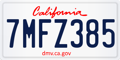 CA license plate 7MFZ385