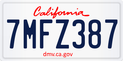 CA license plate 7MFZ387
