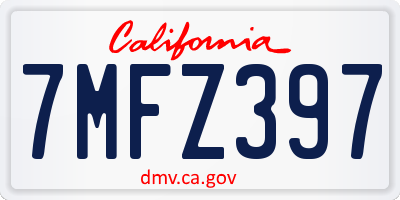 CA license plate 7MFZ397