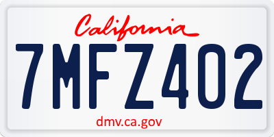 CA license plate 7MFZ402
